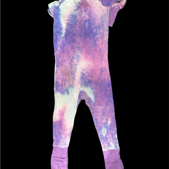 Little Sleepies purple watercolor footie pajamas - Picture 4 of 4
